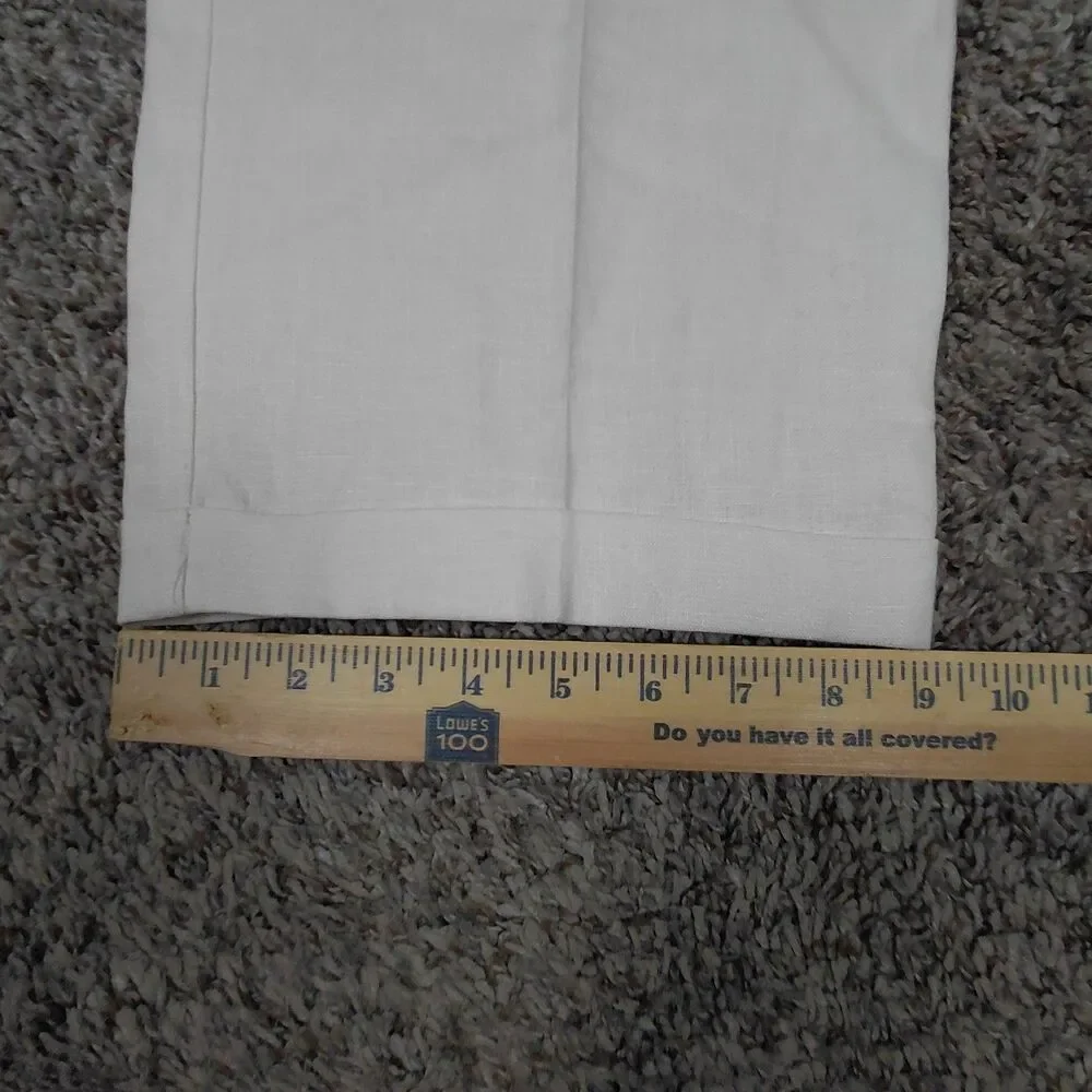 Alan Flusser 100% Linen Pants Mens 36x30 White Pleated Cuffed Trousers